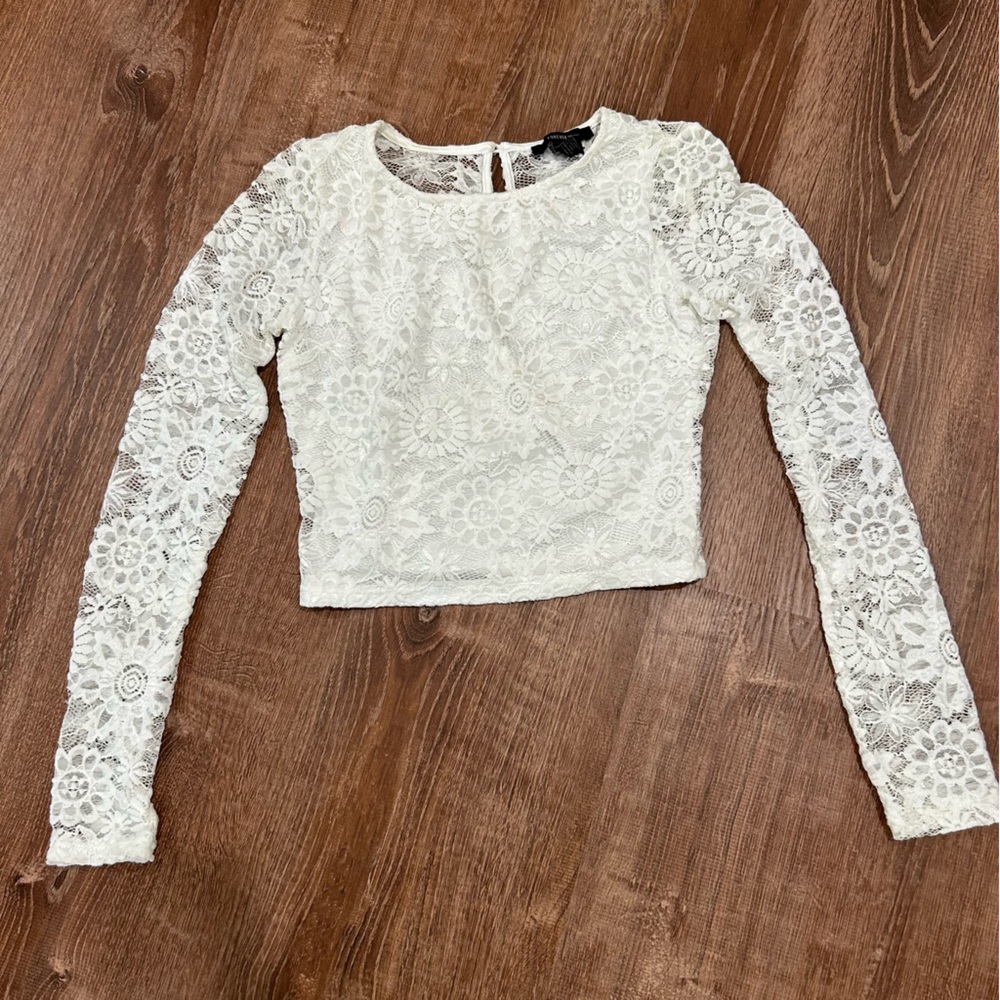 Forever21 Lacey Longsleeve Crop Top
